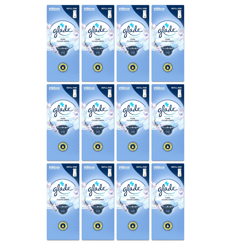  Glade Touch & Fresh Air Freshener Refill Clean Linen Pack of 12 (12 x 10ml)